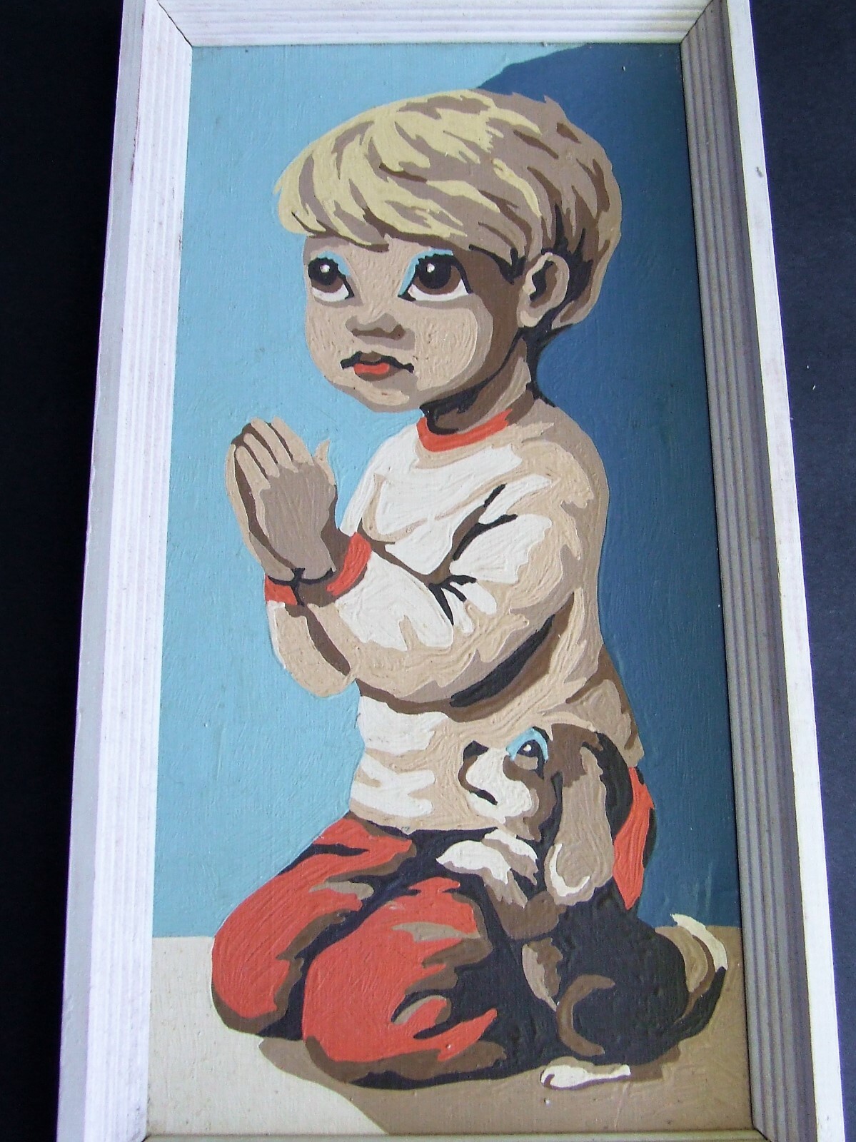 Vintage Craft Master Paint By Number Matching Praying Big Eye Children