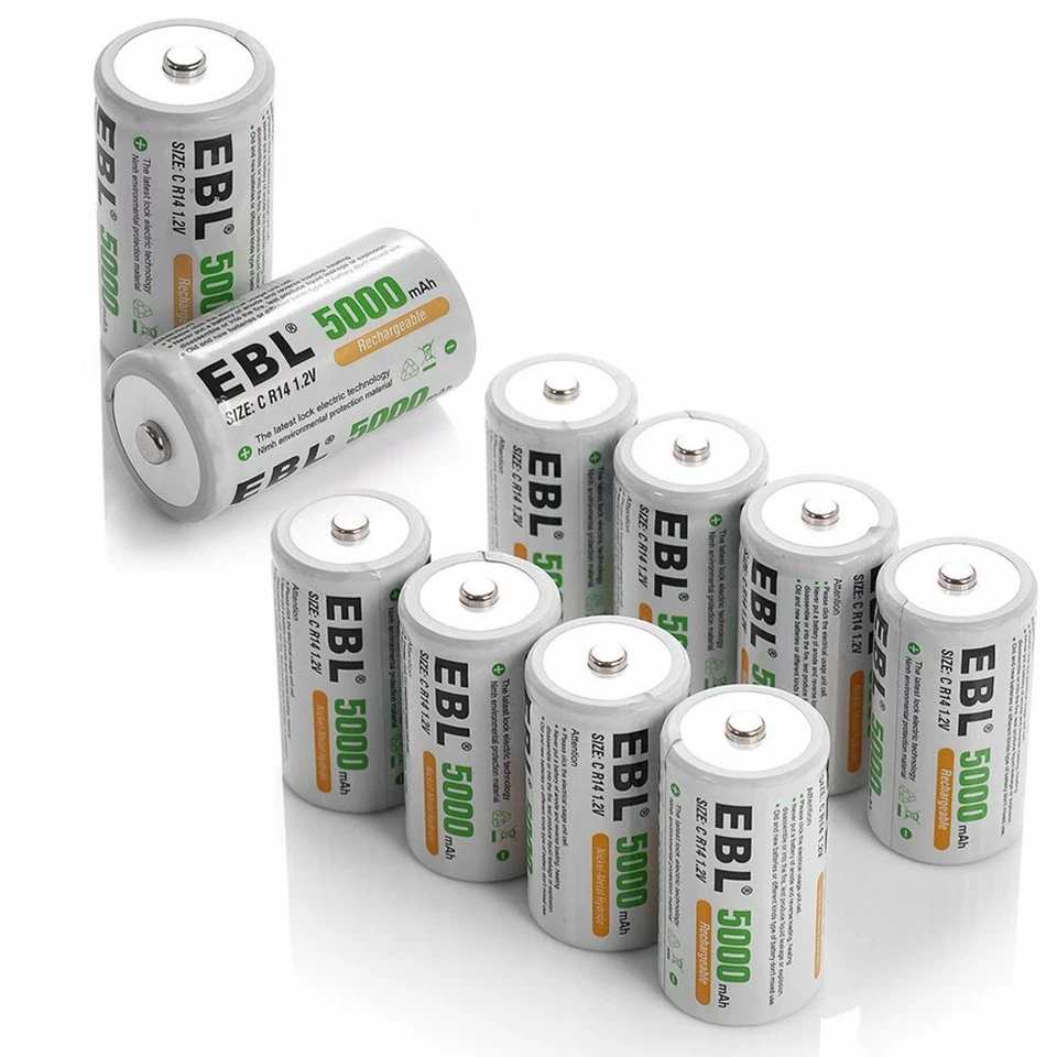 Lot EBL AA AAA C D Cell Rechargeable Batteries NI-MH 1.2V Battery / LCD Charger - Image 2 of 4