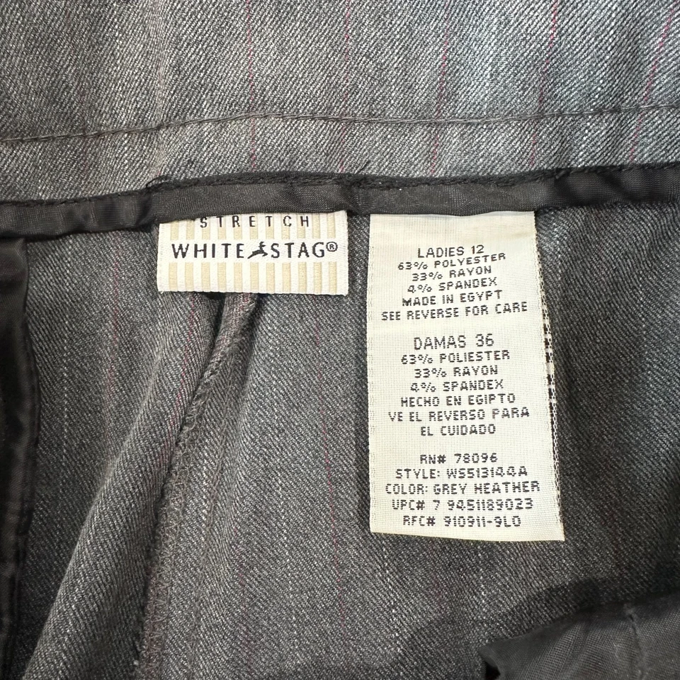 White Stag Women's 12P Gray Pinstripe Poly Blend Button Zip Dress Pants - Image 2 of 4