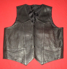 Vintage Black Leather Vest Men Sz 50 GUC