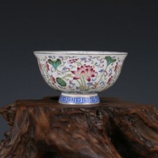 China Qing Qianlong Old Antique Porcelain Famille Rose Lotus Flower Bowl