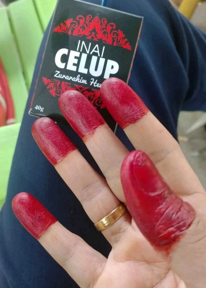 100 gx 2 cono Lukis fácil sumergir henna gruesa roja larga barata halal Malasia 3-8 días Foto 2 de 4