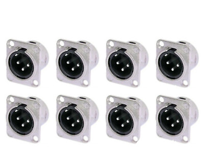 (8 Pack) Neutrik NC3MD-L-1 3 Pin Male XLR Panel Connector Nickel Silver Contact