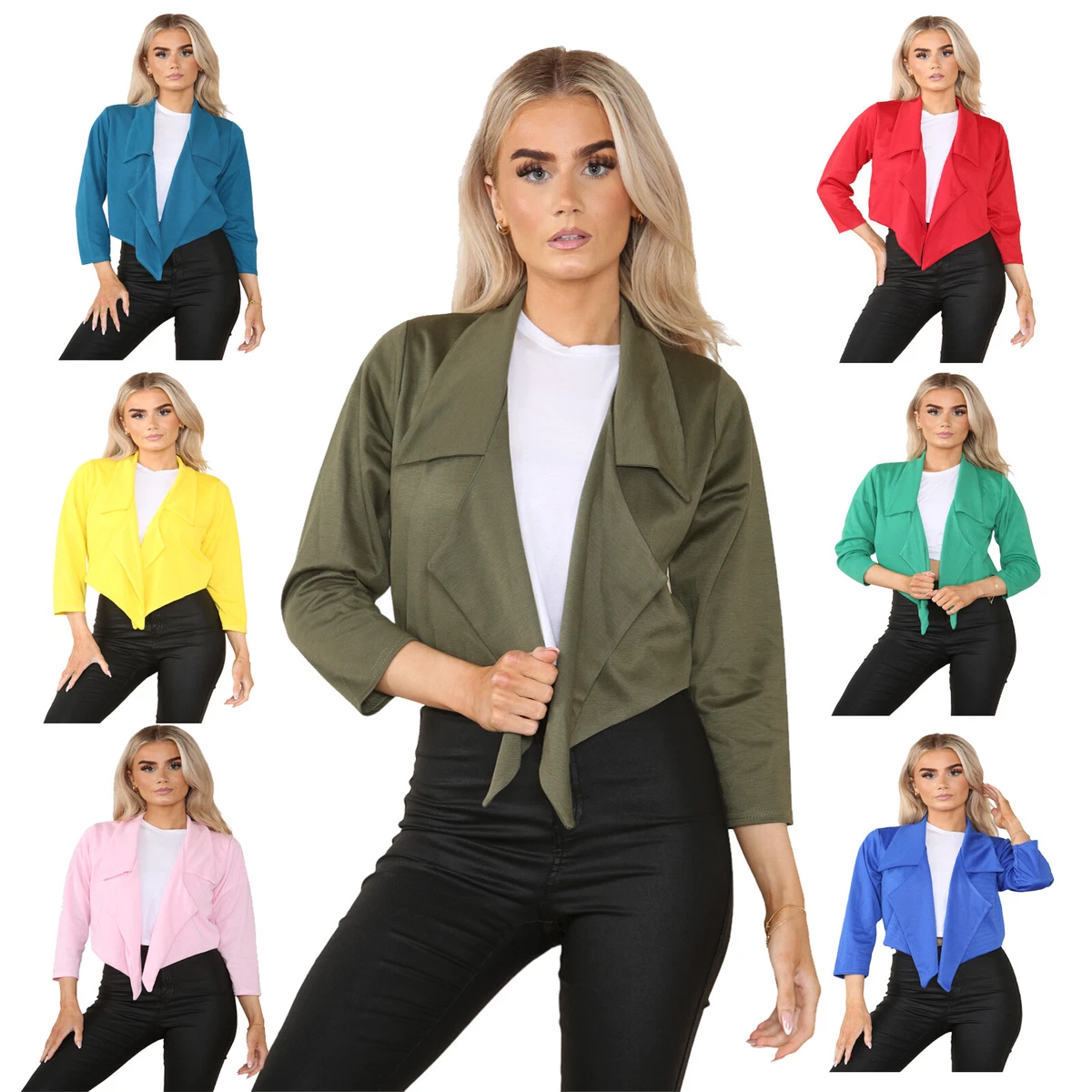 Plus size top waterfall blazer
