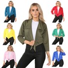 LADIES CROPPED STYLE WATERFALL BLAZER JACKET WOMAN COAT TOP PLUS SIZE UK 8-26