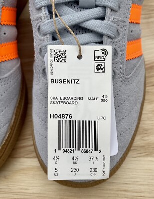 Adidas Busenitz HO4876 Halo Silver With Signal Orange Stripes Gum