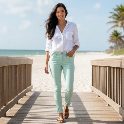 Seven7 Starlette Crop Mint Green Jeans Womens 10 Stretch Slim Ankle Pants 5874