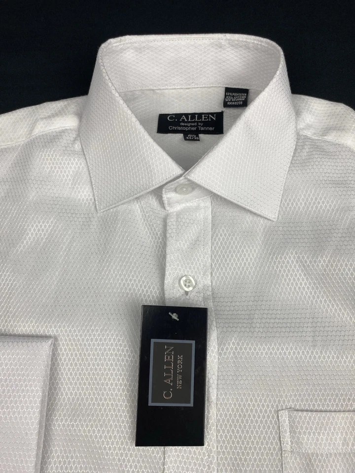 C. ALLEN Нью-Йорк платье рубашка мужская 15,5-34/35 белый французский манжеты w/ссылки новый с Ярлыками! - Изображение 2 из 4