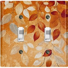 Metal Light Switch Outlet Cover Decorative Wall Plate Autumn Leaves FWR156