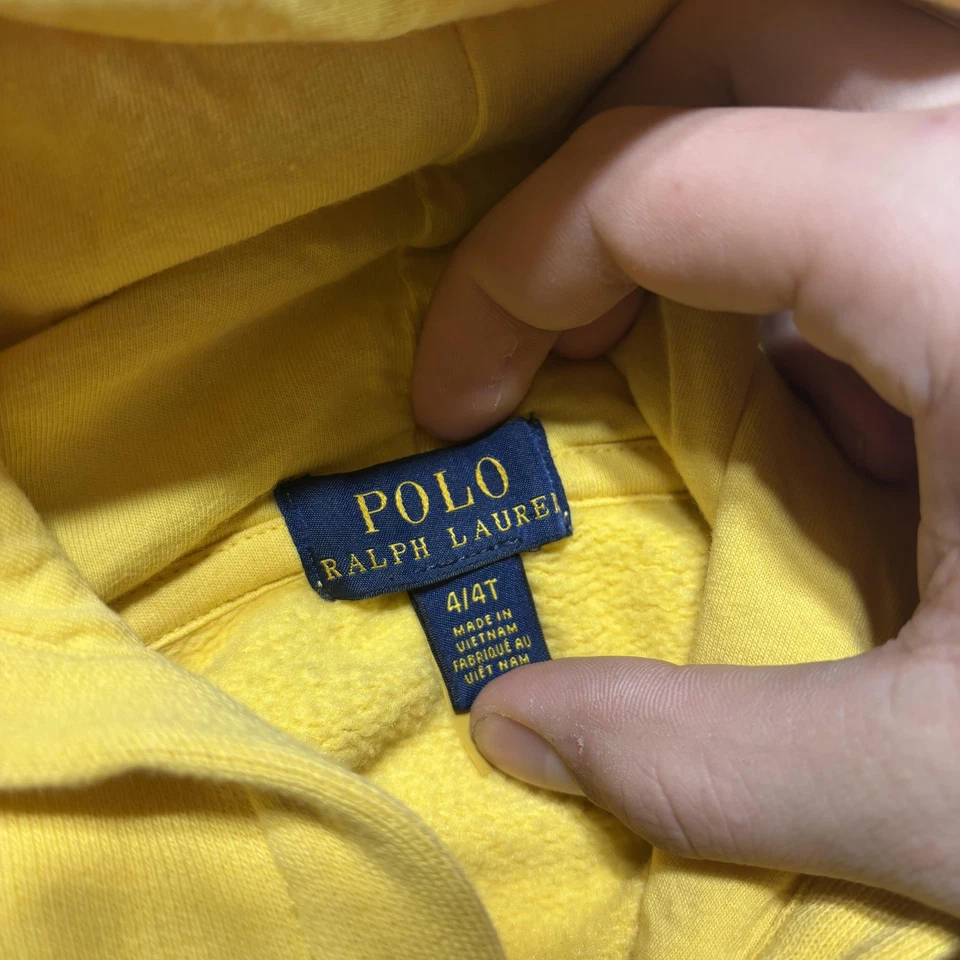 Polo Ralph Lauren Sudadera con Capucha Niños 4T Amarillo Big Pony Gráfico Pullover Sudadera Foto 4 de 4