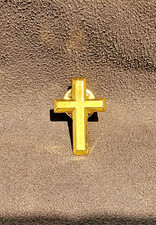 Gold Toned Christian Crucifix Cross Lapel Brooch Hat Pin