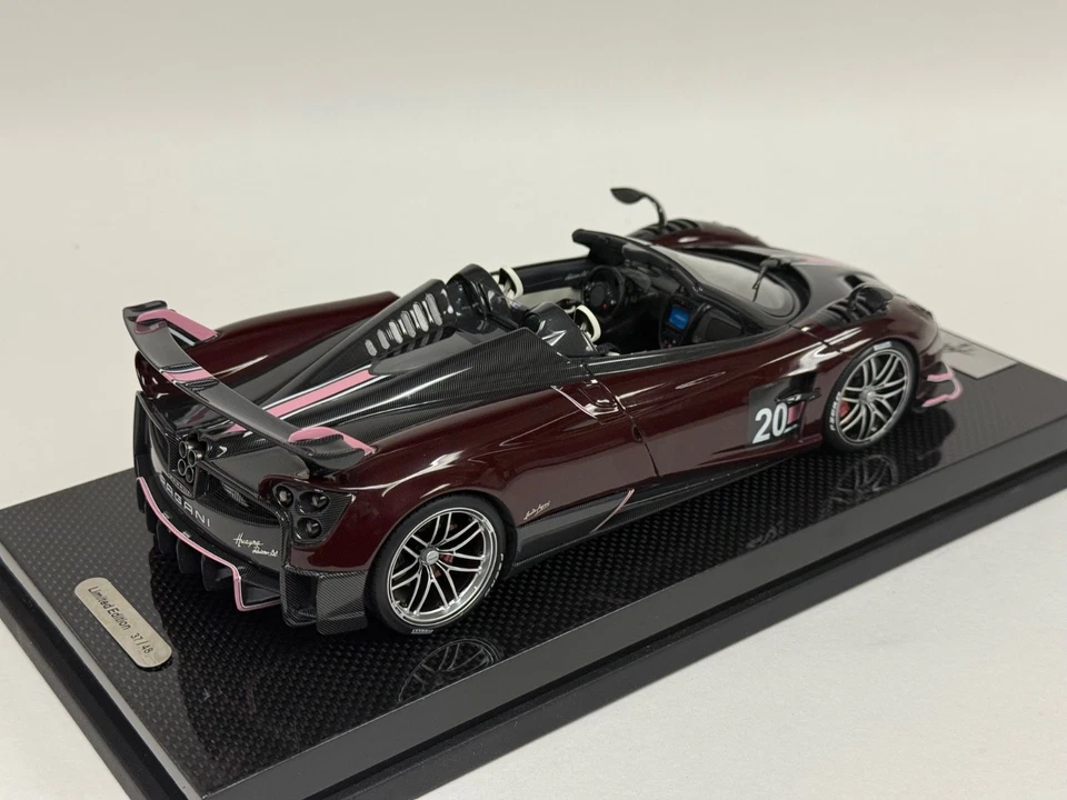 1/18 BBR Pagani Huayra BC in carbon Body red on Custom carbon Base 48 pcs #162 - Image 3 of 4