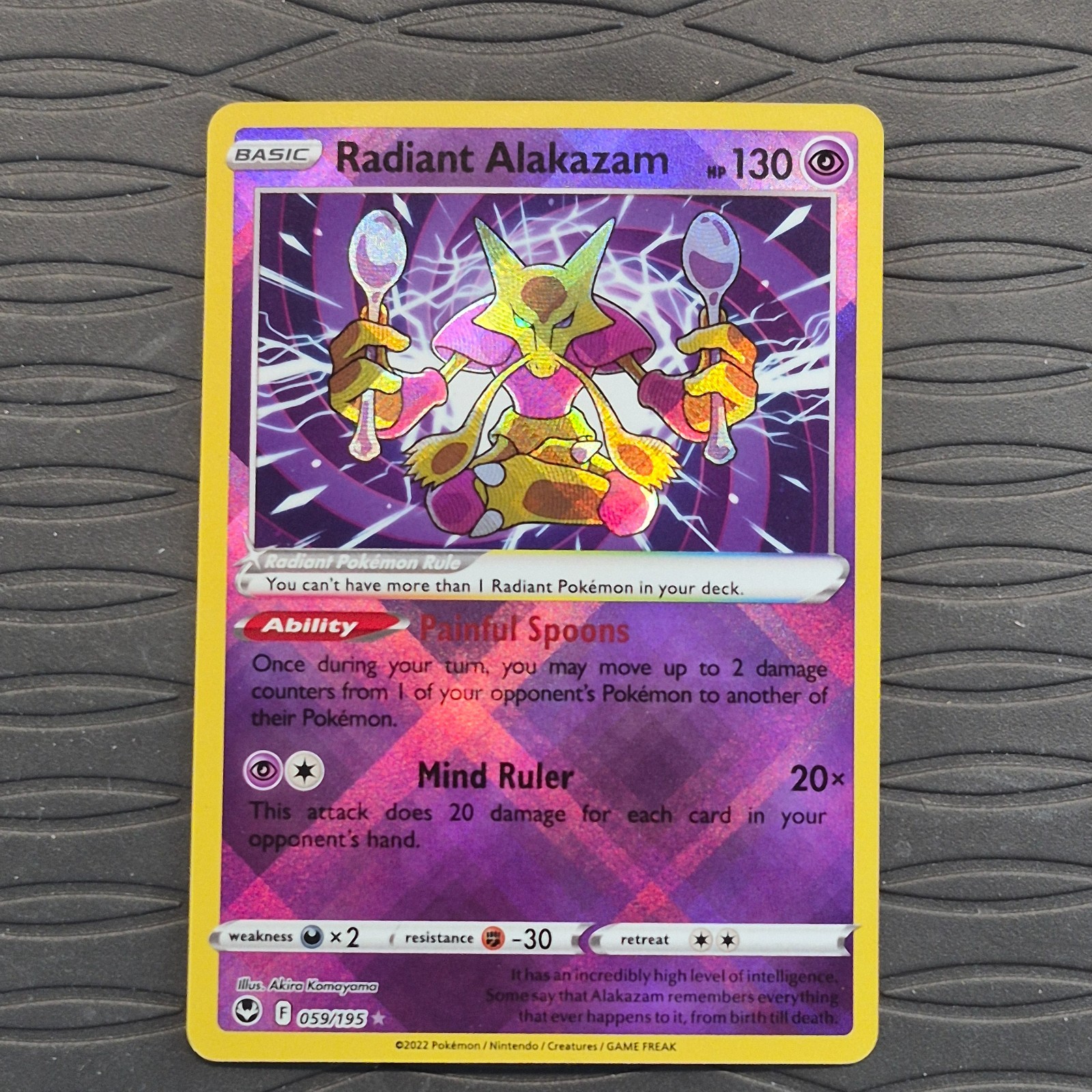 Pokémon Radiant Alakazam 059/195 Holo Silver Tempest Pokemon Card
