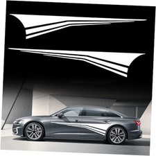 2Pcs 70'' Sports Racing Stripe Sticker for Car Body Door Side Skirt Whitie