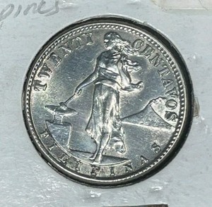 1944-D 20 CENTAVOS PHILIPPINES SILVER COIN ~ NICE COIN