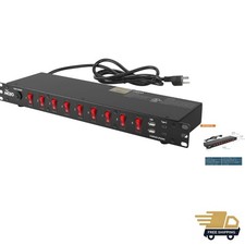 6ft Rack Mount PDU - 9 Outlets with Individual Switches  Fast Charging Ports