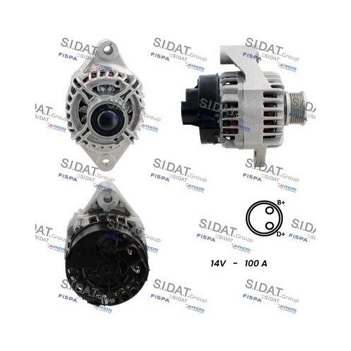 Alternateur Sidat A12DE0081 stable de 105A pour l'électricité de votre auto