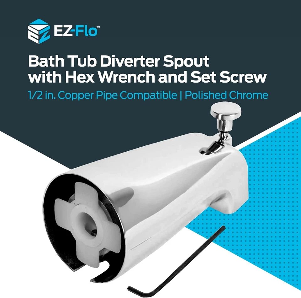 Caño desviador de bañera de zinc deslizable de 5-3/8 pulgadas con llave hexagonal y tornillo de fijación, Foto 2 de 4