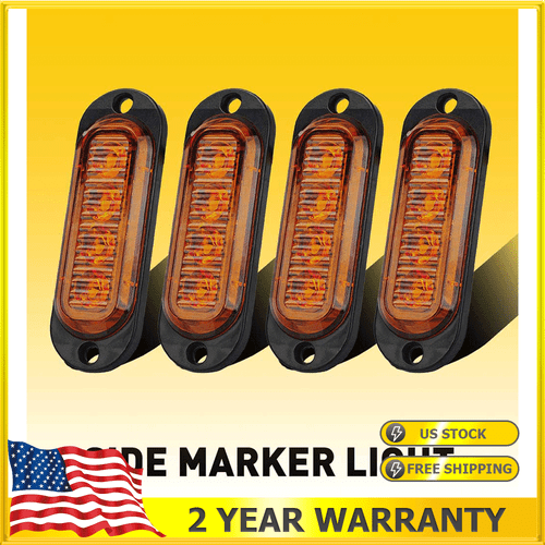 4PCS Side 4LED Marker Amber Lights Clearance Light Truck Trailer RV Waterproof - Bild 1 von 11