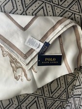 New Polo Ralph Lauren Horse Silk Scarf Milk/Brown