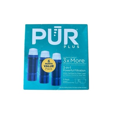 PUR Plus Replacement Water Filters for Pitchers Dispensers 3 Count Pack New NIB