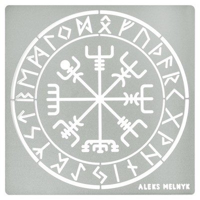 Aleks Melnyk No.63 Viking Stencil, Rune Symbols, 134x134mm (0.3mm), Silver 