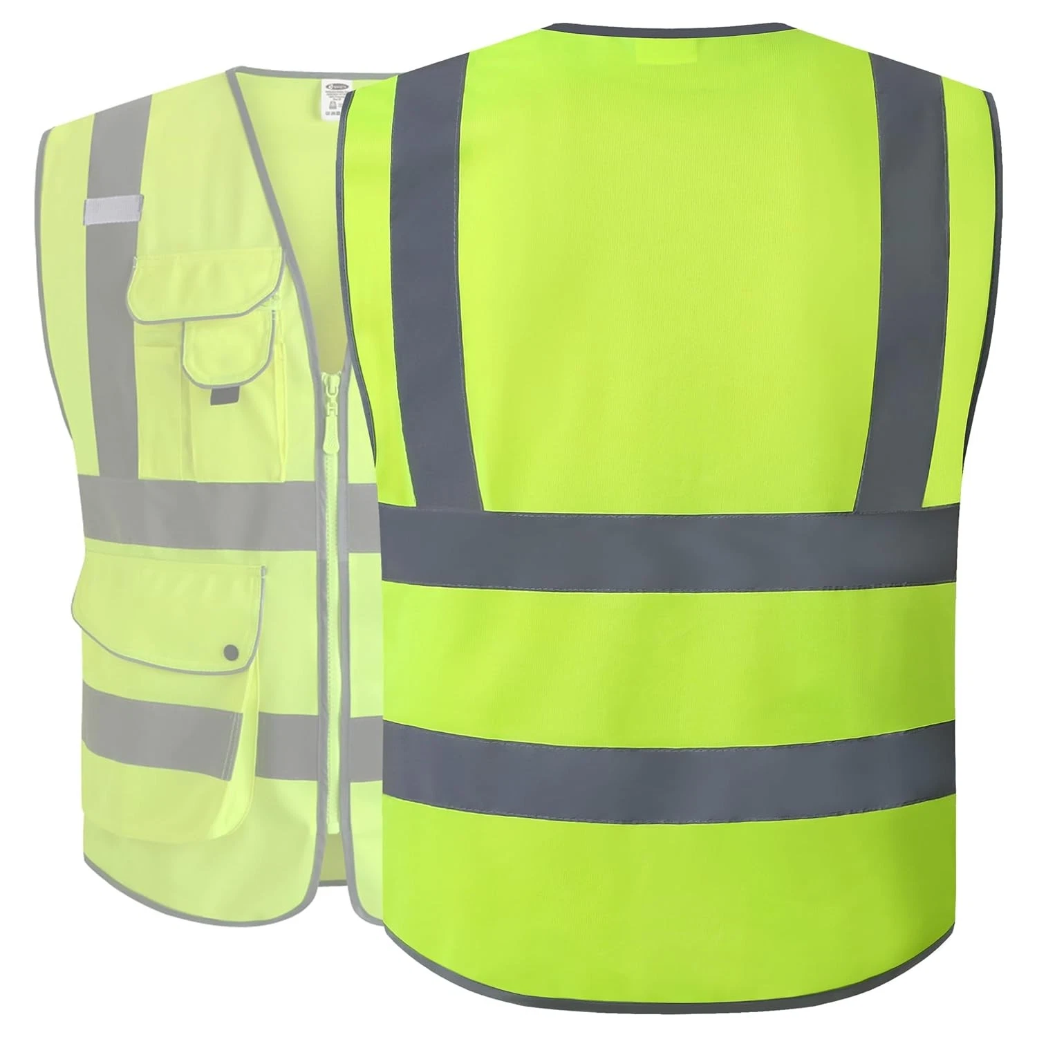 Men's Women's Large Yellow Reflective Hi Vis Safety Vest for Men Women Kids - product detail image 2