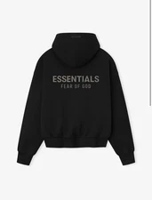 2025 FEAR OF GOD ESSENTIALS CLASSIC BLACK HOODIE MEDIUM