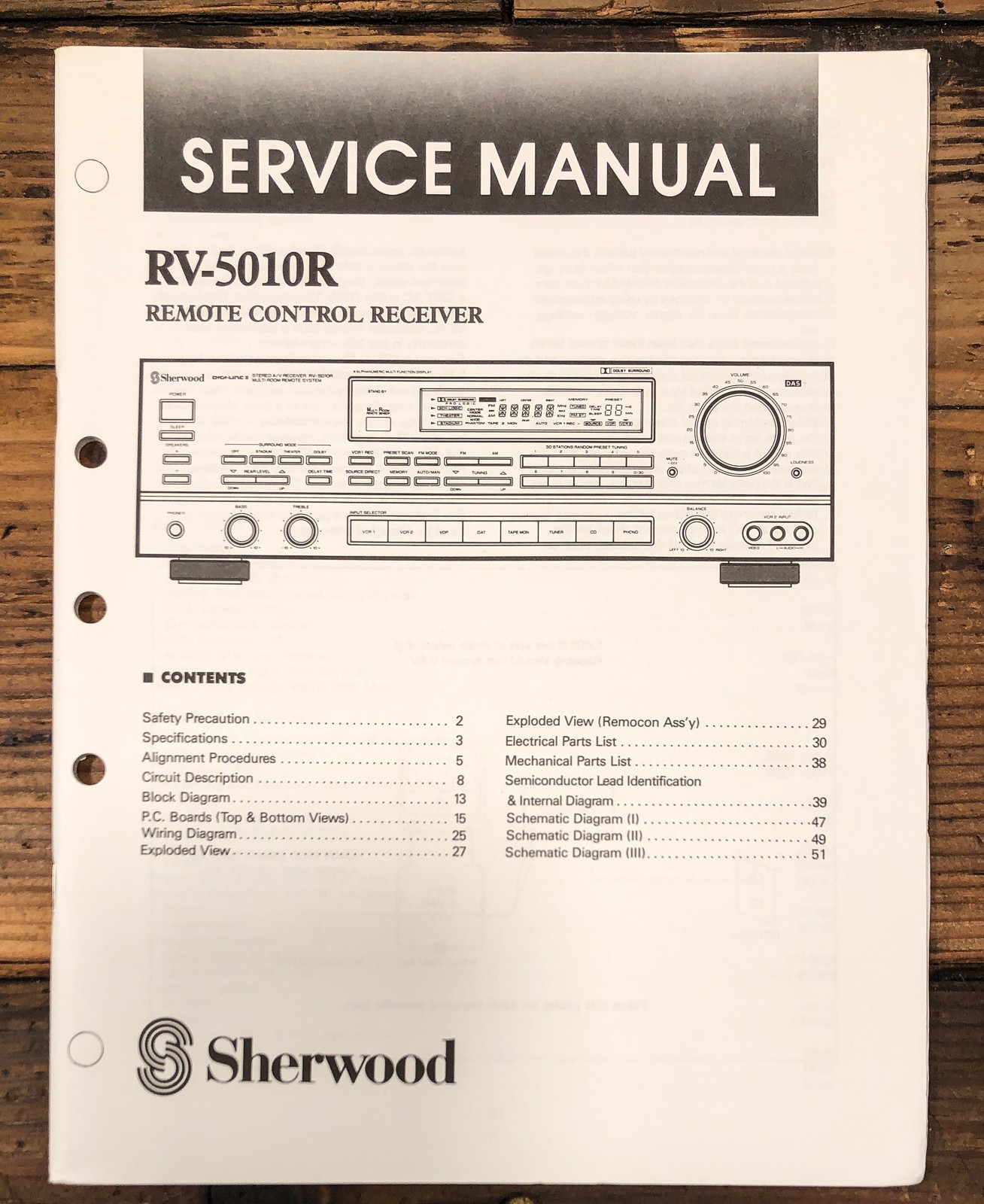 Sherwood RX-5010R Receiver Service Manual *Original*