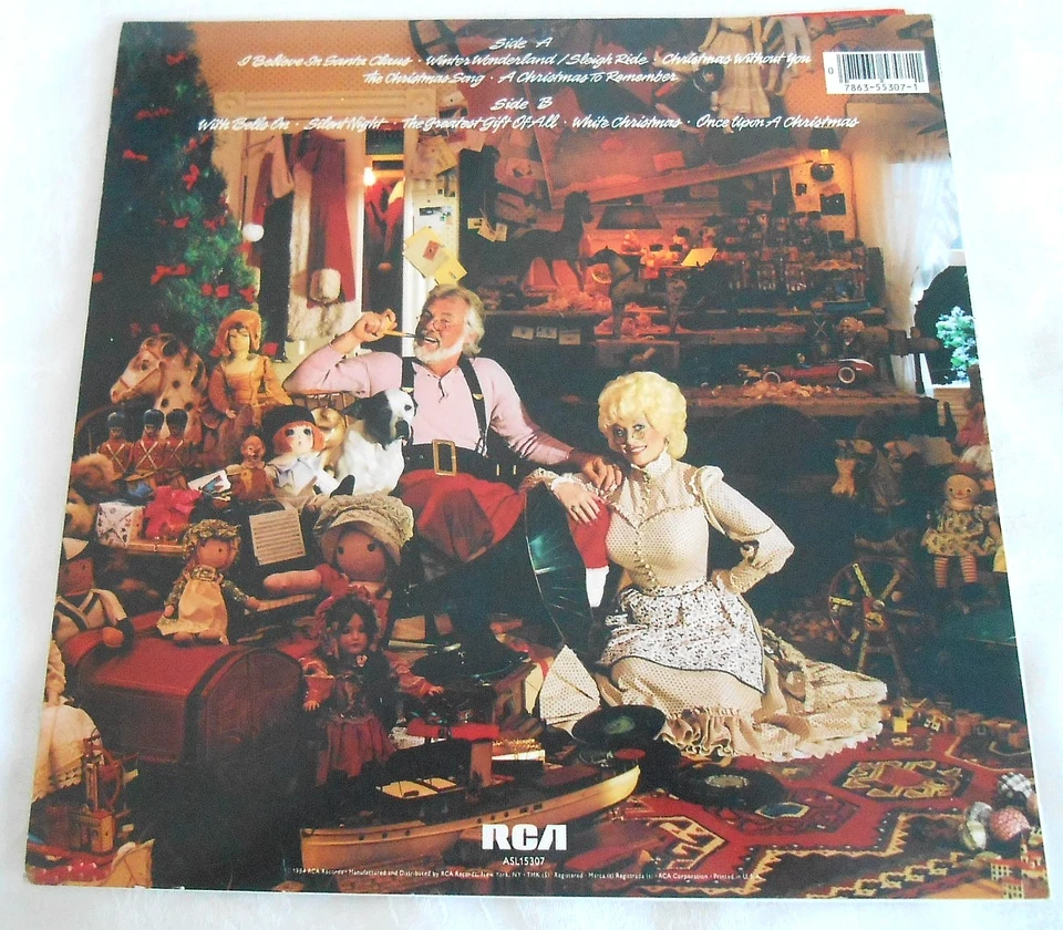 KENNY & DOLLY Once Upon A Christmas LP RCA 1st press NM vinyl orig inner - Image 2 of 4