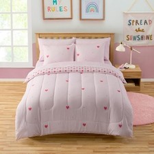 Heart Comforter Set Size for Girls   Soft Pink Bed in a Bag with Full 1 Hearts