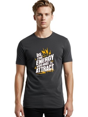 Be-The-Energy-U-Want-To-Attract Mens Graphic Tee,100% Cotton,Casual Summer Wear
