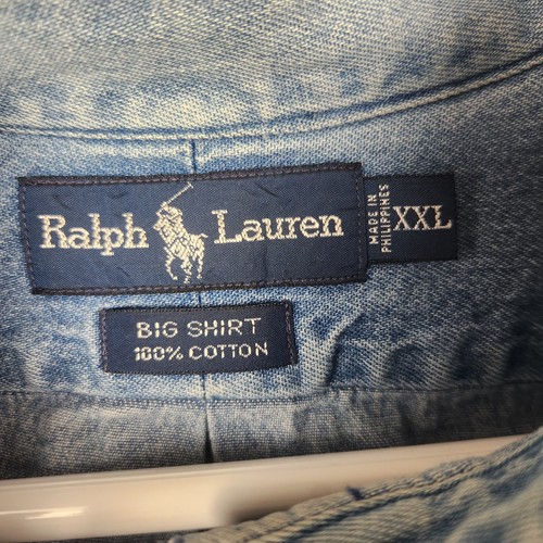 Ralph Lauren Denim Shirt Mens 2XL Button Down Big Red Pony Casual - Picture 2 of 9