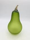 VINTAGE MCM Blenko Frosted Satin art Glass Pear Fruit Decor Green
