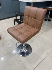 Bar Stools 2x High Chairs Metal and Faux Leather, Brown