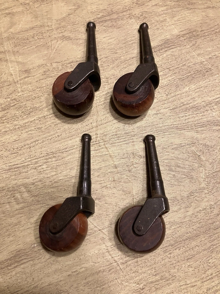 Vintage 4 teiliges Set Antik Holz Holz Möbel Kommode Tischrolle Rollen - Bild 3 von 4