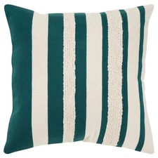 20"x20" Oversize Striped Poly Filled Square Throw Pillow Teal - Rizzy Home: