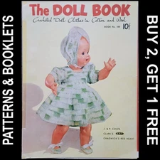 Vtg Clarks/ONT/Coats/Chadwick's No 280 "The Doll Book" Crochet Doll Clothes 1951