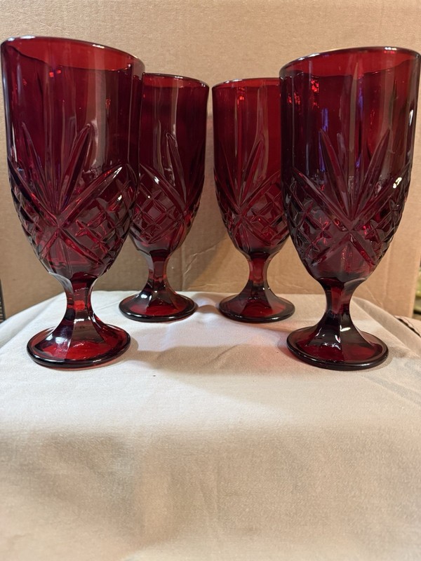 Vintage Godinger  Red Dublin Crystal Water Goblets Set of 4 - Made In Ireland