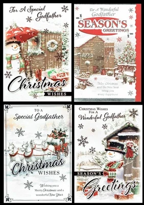 POPPY HILL / KINGSLEY Special GODFATHER CHRISTMAS CARD ~ Quality Cards CHOICE of DESIGN