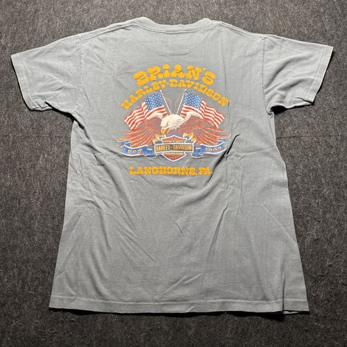 Vintage 1989 Harley Davidson Eagle 3D Emblem T-Shirt Men Sz M Tee Langhorne PA - Picture 11 of 15