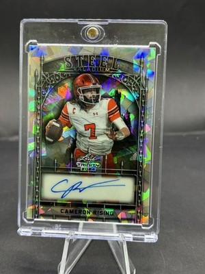 Cameron Rising Rookie Auto 2024 Leaf Trinity Steel Cracked Ice Prizm RC SSP /10