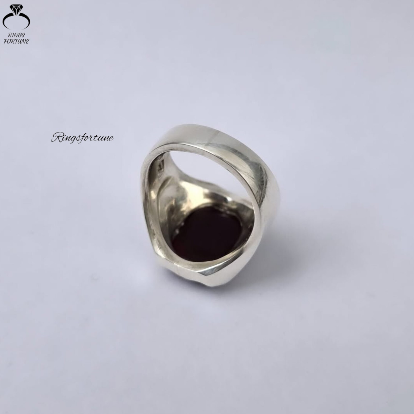 Authentic Red Yemeni Aqeeq Ring Natural Agate Handmade Jewelry
