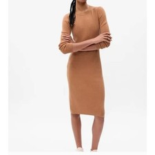 GAP Women Small Tall Ribbed Knit Sweater Dress Long Sleeve Crew Neck Minimalist