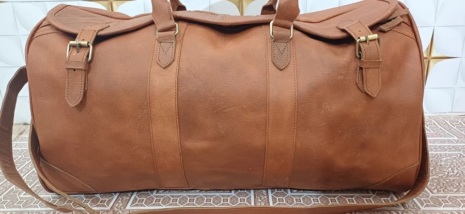 RALPH LAUREN HERITAGE LEATHER DUFFEL BAG (COPY) UNISEX ADULTS VINTAGE BROWN - Image 2 of 4