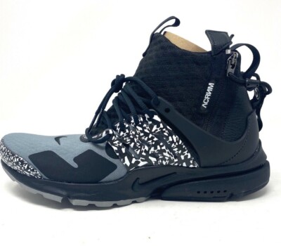 Mens Nike X Acronym Air Presto Mid Cool Grey Black White Sneakers