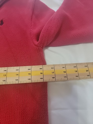 Polo Ralph Lauren Youth Large 14/16. 1/4 Zip Wool Pullover Sweater Red - Picture 11 of 15
