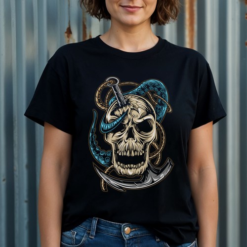 Pirate Skull Anchor Graphic Tee – Nautical Adventure - Men's & Women's - Bild 6 von 9