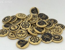 10 NAUTICAL WOODEN 15MM BUTTONS CRAFT SCRAPBOOK SEWING CARDS