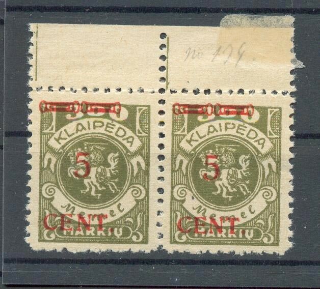 Memel 174W3 Type Pair * MH BPP (23754